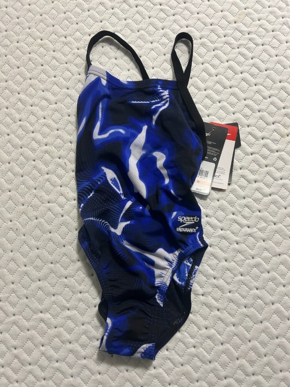 NWT SPEEDO Endurance Beta Blade Swimsuit One Piece Swimwear Black Blue Size 22